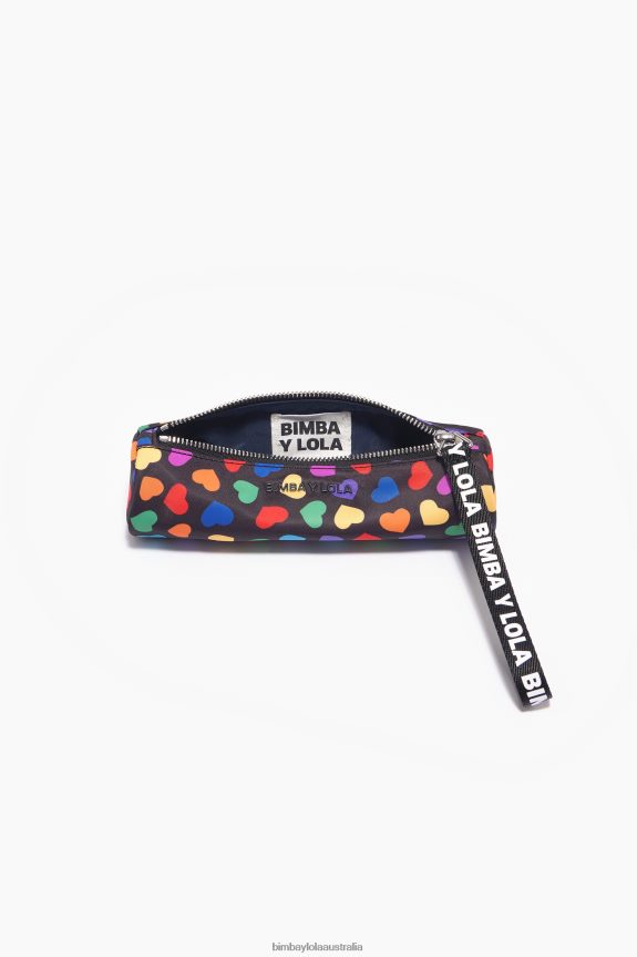 Accessories 4062VZ1119 Black Bimba Y Lola Hearts Print Nylon Cylindrical Case