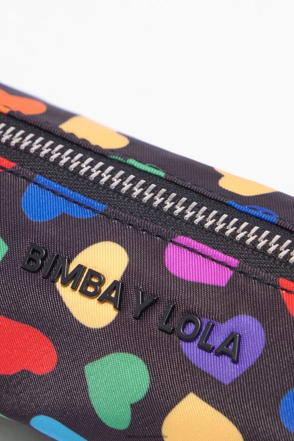 Accessories 4062VZ1119 Black Bimba Y Lola Hearts Print Nylon Cylindrical Case