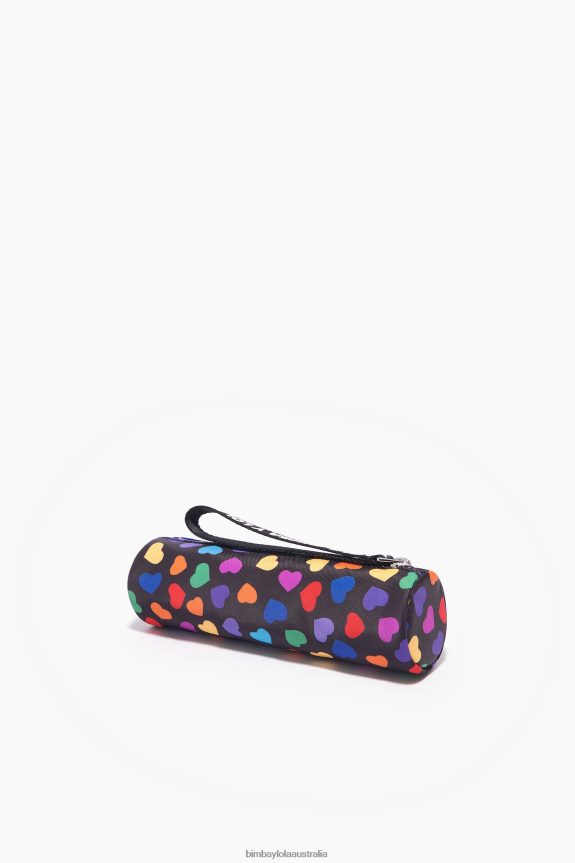 Accessories 4062VZ1119 Black Bimba Y Lola Hearts Print Nylon Cylindrical Case