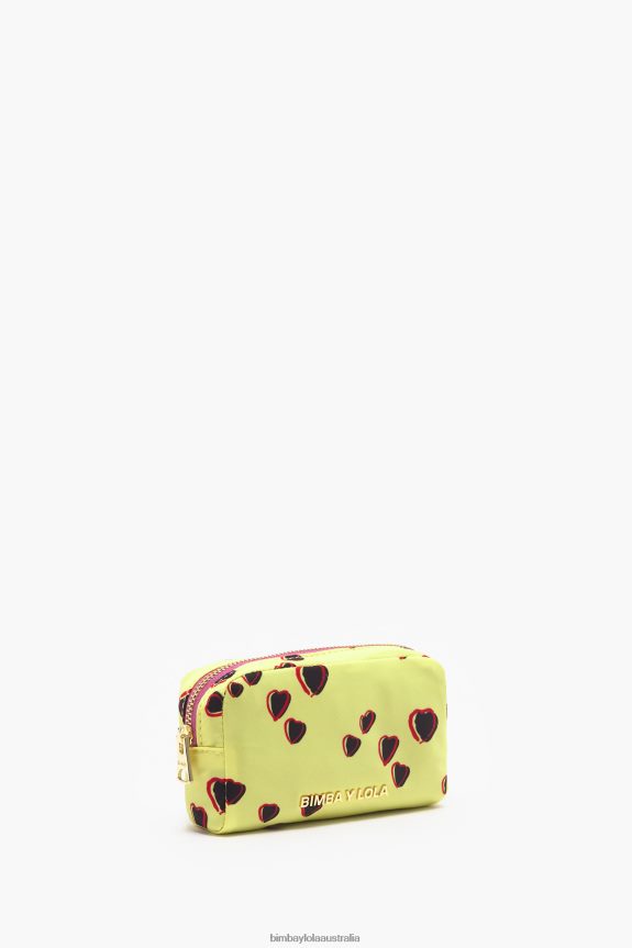 Accessories 4062VZ1081 Yellow Bimba Y Lola Small Rectangular Make-Up Case With Hearts Print