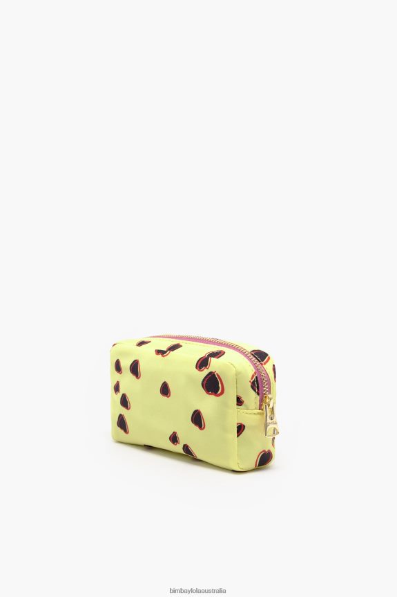 Accessories 4062VZ1081 Yellow Bimba Y Lola Small Rectangular Make-Up Case With Hearts Print