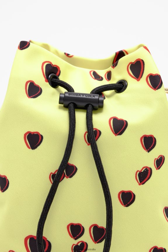 Accessories 4062VZ1084 Yellow Bimba Y Lola Small Bucket Mini Bag With Hearts Print