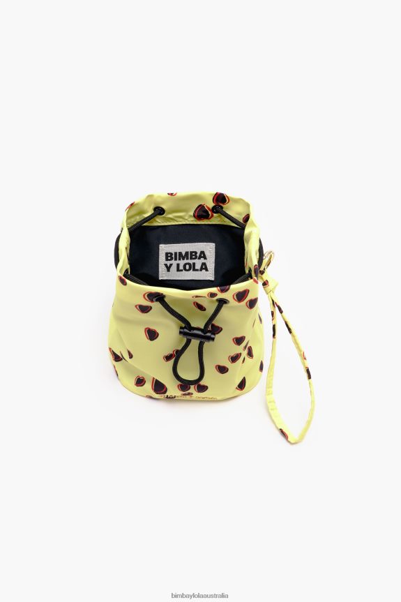 Accessories 4062VZ1084 Yellow Bimba Y Lola Small Bucket Mini Bag With Hearts Print