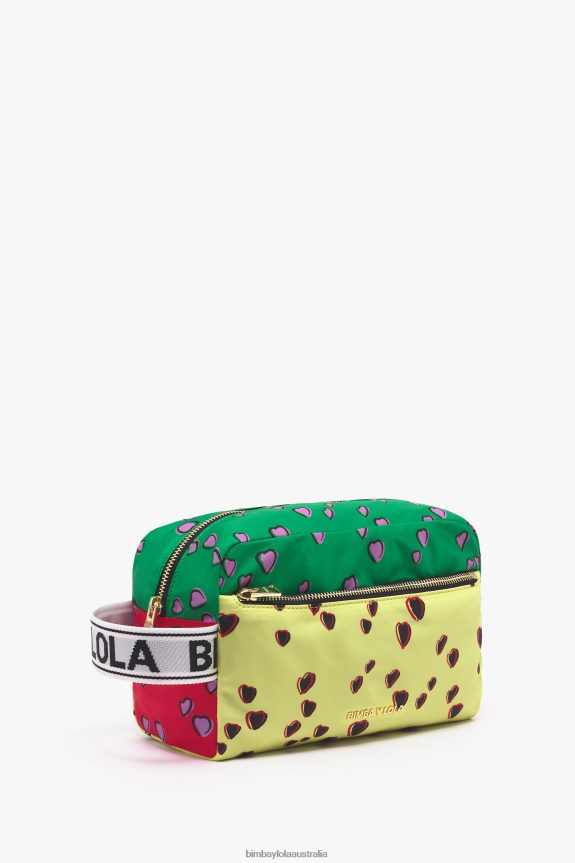 Accessories 4062VZ1086 Yellow Bimba Y Lola Large Rectangular Make-Up Case With Hearts Print