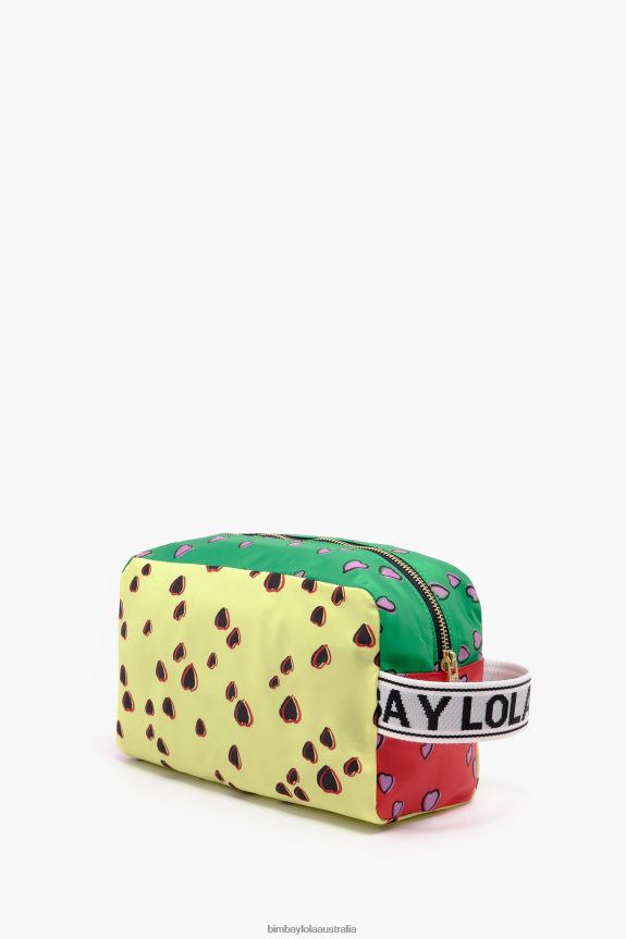 Accessories 4062VZ1086 Yellow Bimba Y Lola Large Rectangular Make-Up Case With Hearts Print