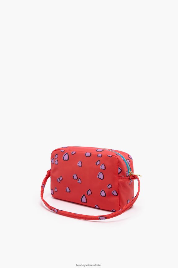 Accessories 4062VZ1088 Red Bimba Y Lola Medium Rectangular Make-Up Case With Hearts Print
