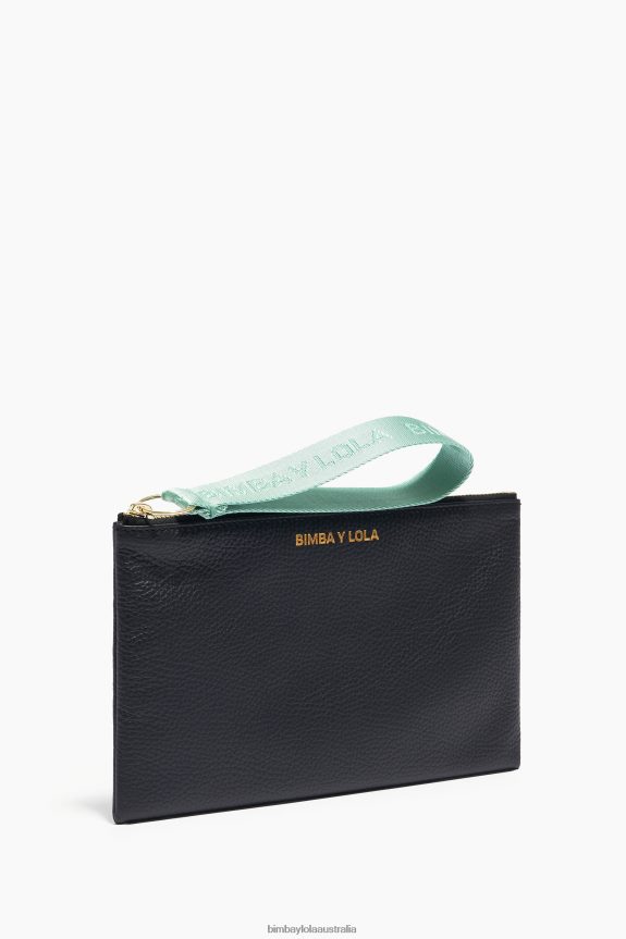 Accessories 4062VZ1095 Black Bimba Y Lola Leather Flat Make-Up Case