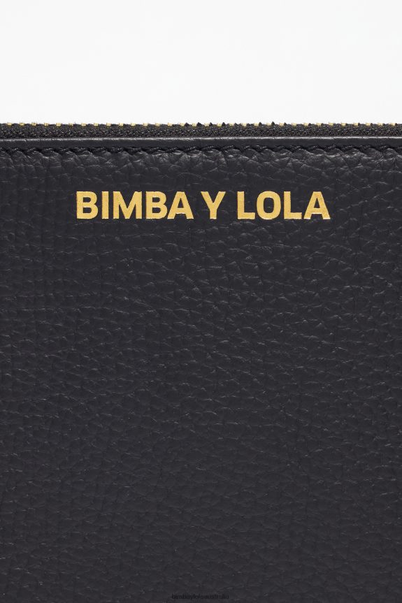 Accessories 4062VZ1095 Black Bimba Y Lola Leather Flat Make-Up Case