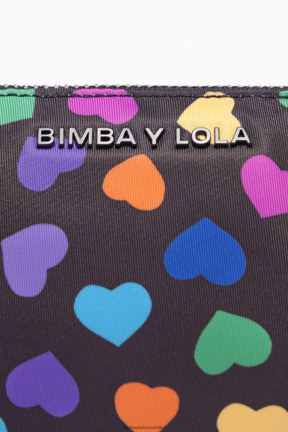 Accessories 4062VZ1116 Black Bimba Y Lola Hearts Print Nylon Trapezium Make-Up Case