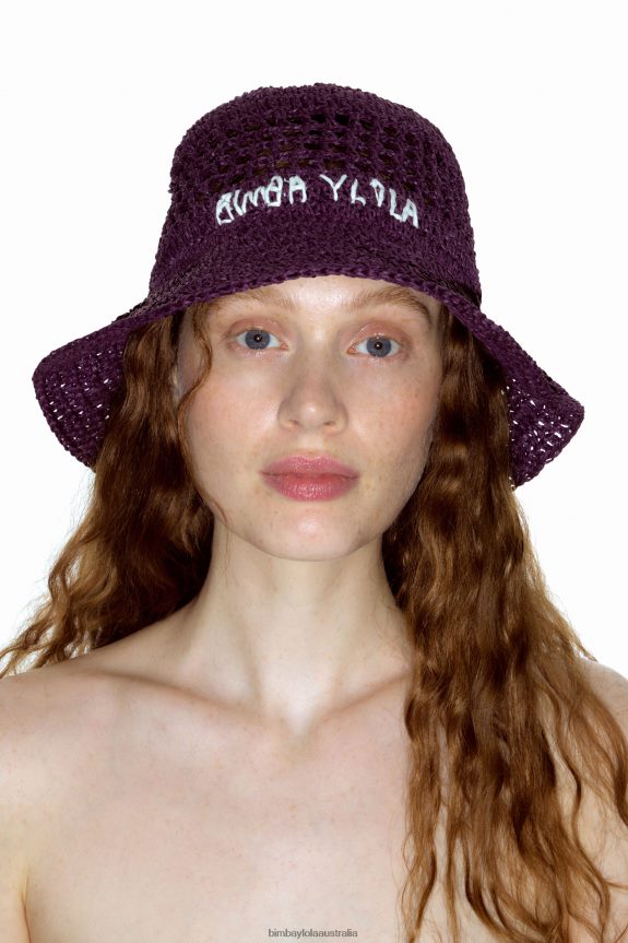 Accessories 4062VZ1203 Purple Bimba Y Lola Raffia Bucket Hat