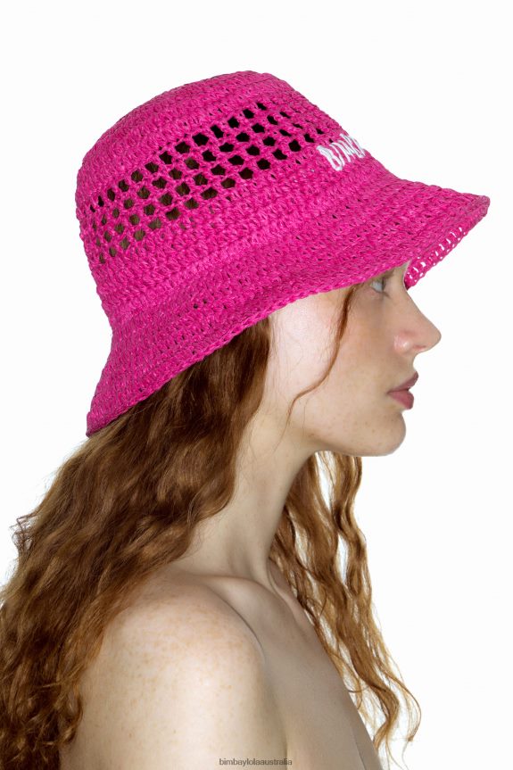 Accessories 4062VZ1204 Pink Bimba Y Lola Raffia Bucket Hat
