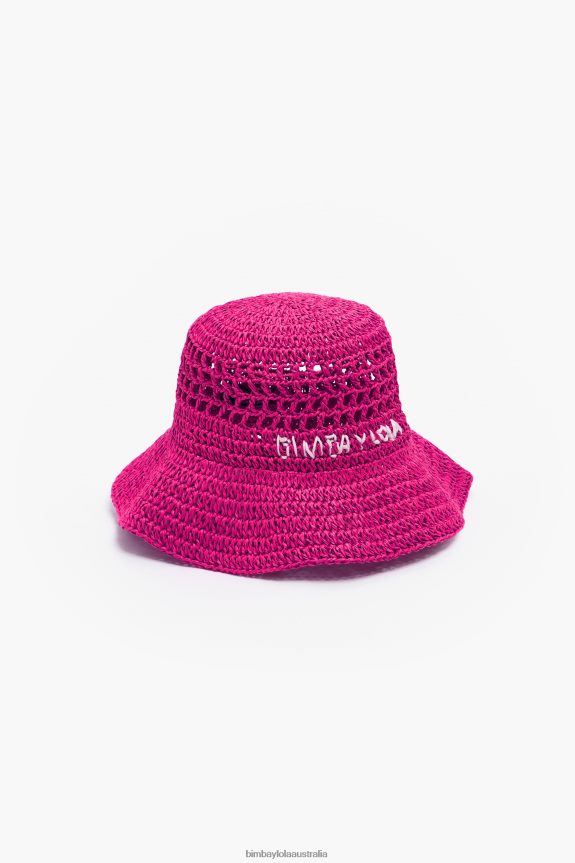 Accessories 4062VZ1204 Pink Bimba Y Lola Raffia Bucket Hat