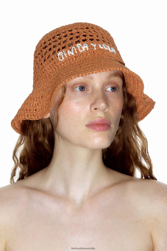 Accessories 4062VZ1205 Orange Bimba Y Lola Raffia Bucket Hat