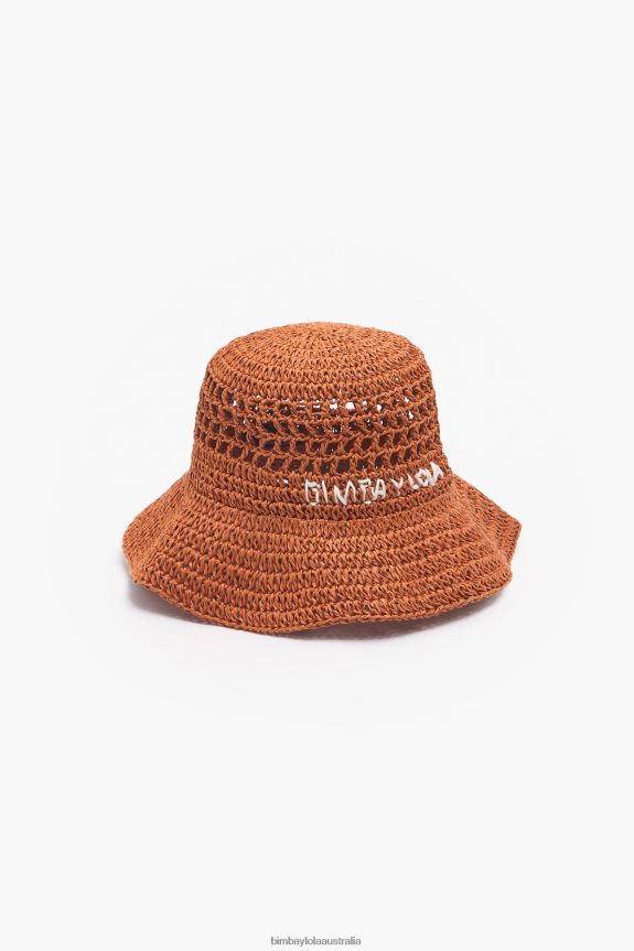 Accessories 4062VZ1205 Orange Bimba Y Lola Raffia Bucket Hat