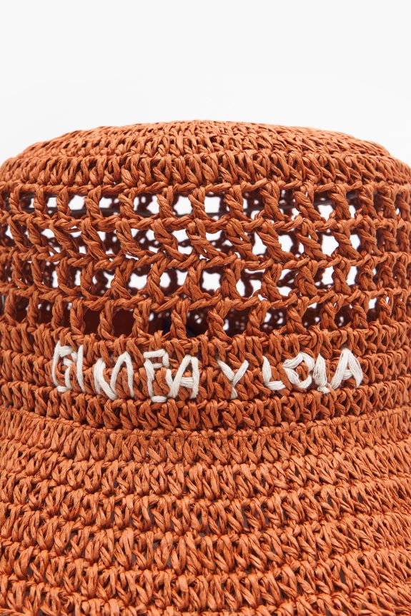 Accessories 4062VZ1205 Orange Bimba Y Lola Raffia Bucket Hat