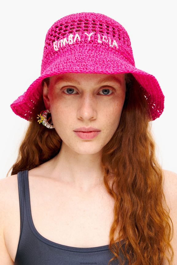 Accessories 4062VZ854 Pink Bimba Y Lola Raffia Bucket Hat