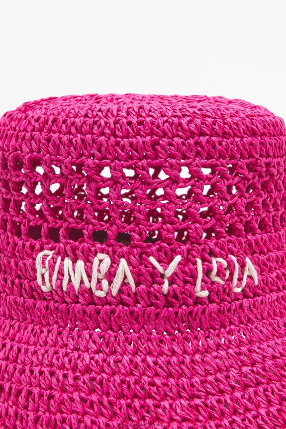 Accessories 4062VZ854 Pink Bimba Y Lola Raffia Bucket Hat