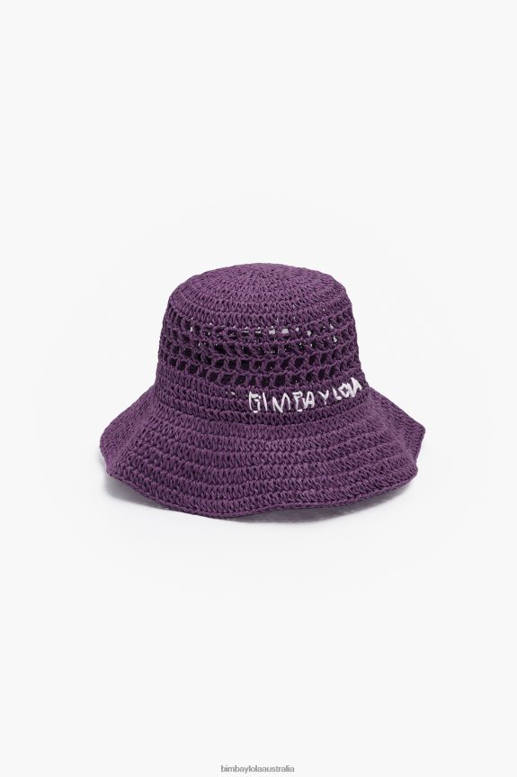 Accessories 4062VZ855 Purple Bimba Y Lola Raffia Bucket Hat