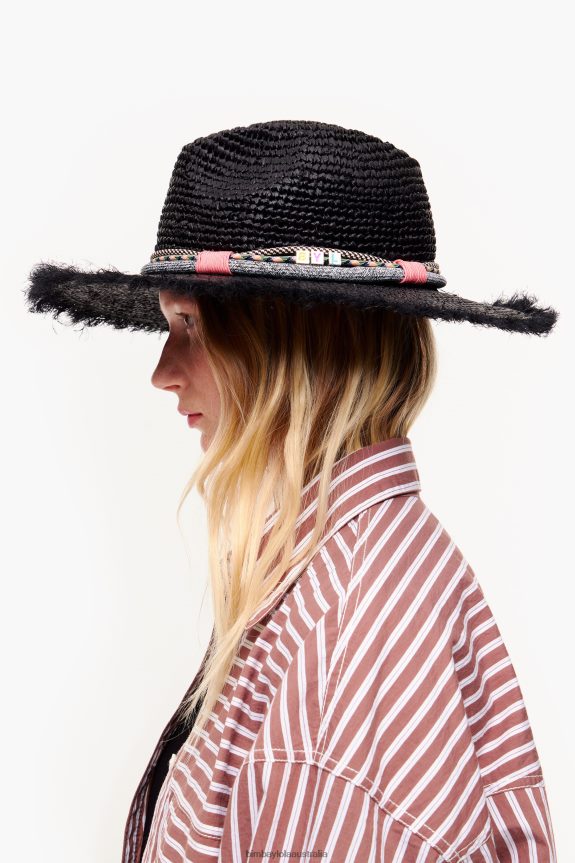 Accessories 4062VZ864 Black Bimba Y Lola Raffia Hat