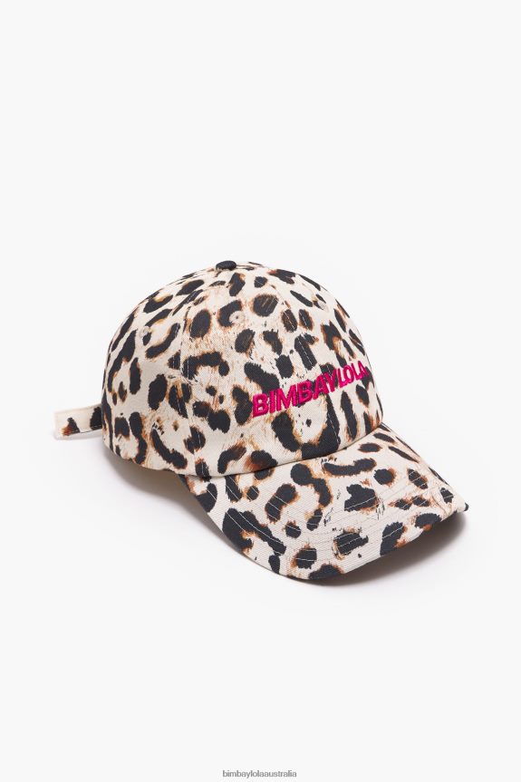 Accessories 4062VZ867 Natural Bimba Y Lola Leopard Print Cotton Cap