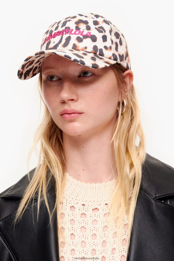 Accessories 4062VZ867 Natural Bimba Y Lola Leopard Print Cotton Cap