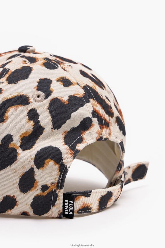 Accessories 4062VZ867 Natural Bimba Y Lola Leopard Print Cotton Cap