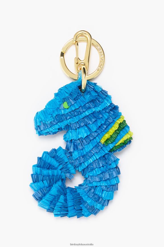 Accessories 4062VZ947 Blue Bimba Y Lola Raffia Seahorse Keychain