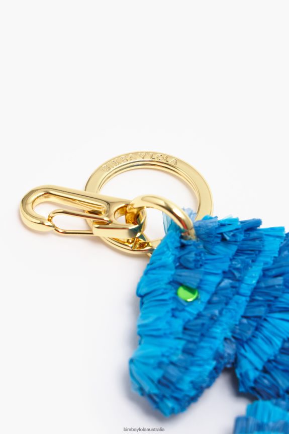 Accessories 4062VZ947 Blue Bimba Y Lola Raffia Seahorse Keychain