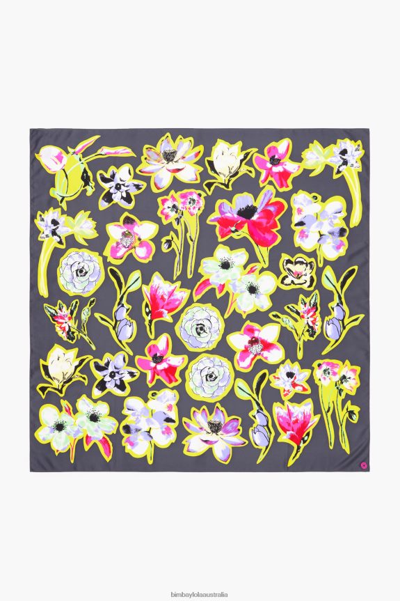Accessories 4062VZ604 Gray Bimba Y Lola Dark Floral Scarf