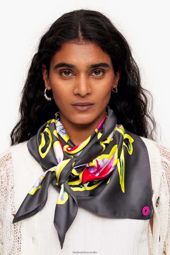 Accessories 4062VZ604 Gray Bimba Y Lola Dark Floral Scarf