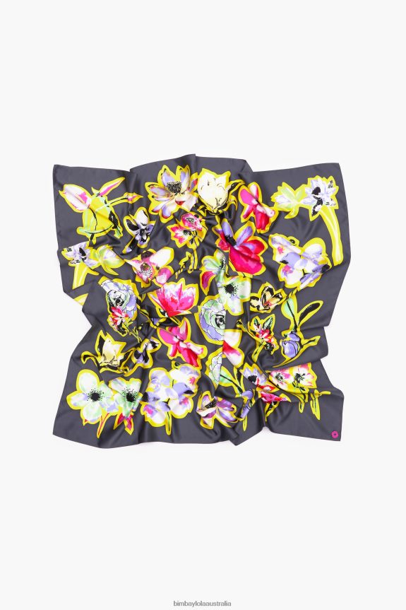 Accessories 4062VZ604 Gray Bimba Y Lola Dark Floral Scarf