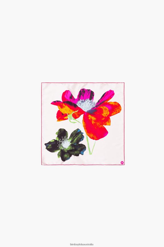 Accessories 4062VZ606 Off-White Bimba Y Lola Floral Silk Scarf