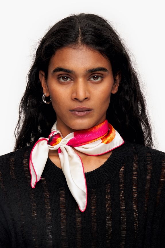Accessories 4062VZ606 Off-White Bimba Y Lola Floral Silk Scarf