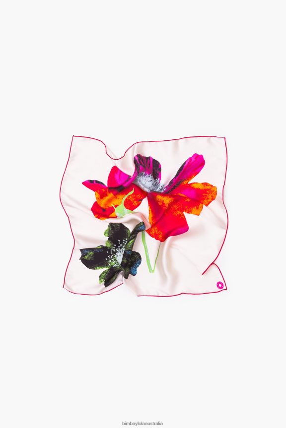 Accessories 4062VZ606 Off-White Bimba Y Lola Floral Silk Scarf