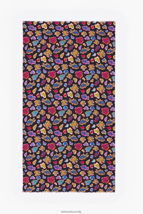 Accessories 4062VZ610 Black Bimba Y Lola Long Cotton Fish Sea Sarong