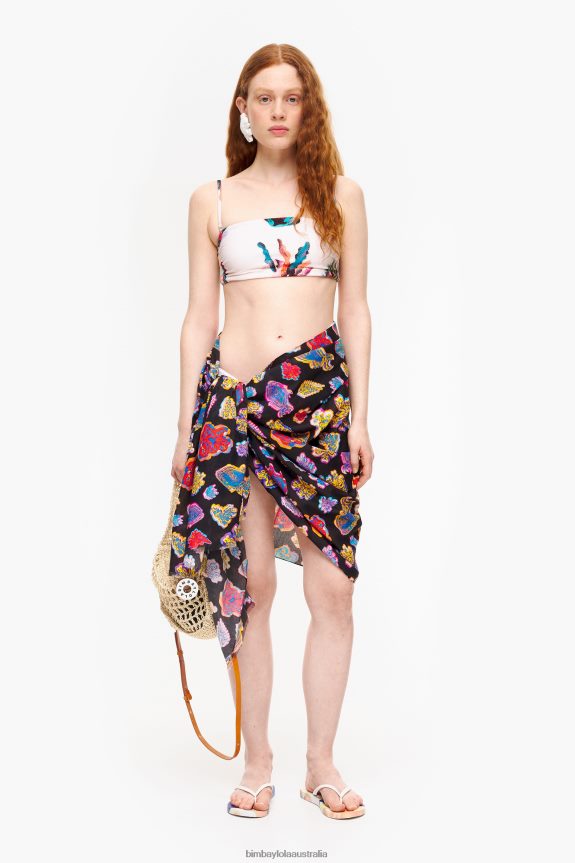 Accessories 4062VZ610 Black Bimba Y Lola Long Cotton Fish Sea Sarong
