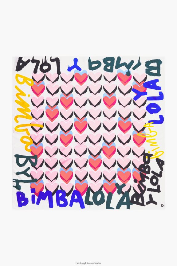 Accessories 4062VZ614 Off-White Bimba Y Lola Hearts Graffiti Logo Scarf