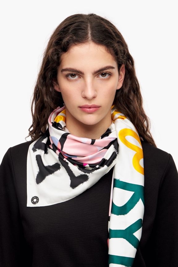 Accessories 4062VZ614 Off-White Bimba Y Lola Hearts Graffiti Logo Scarf