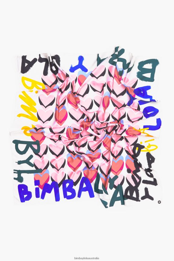 Accessories 4062VZ614 Off-White Bimba Y Lola Hearts Graffiti Logo Scarf