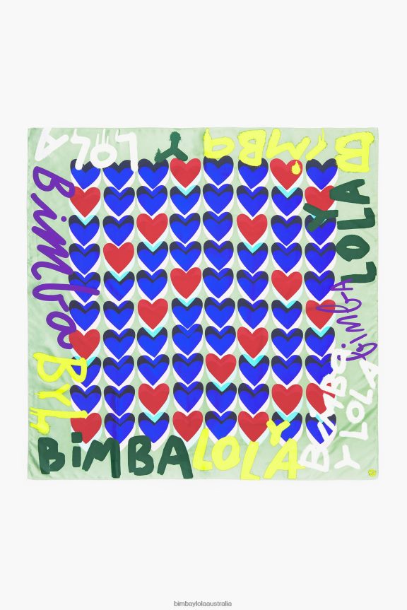 Accessories 4062VZ615 Mint Bimba Y Lola Hearts Graffiti Logo Scarf