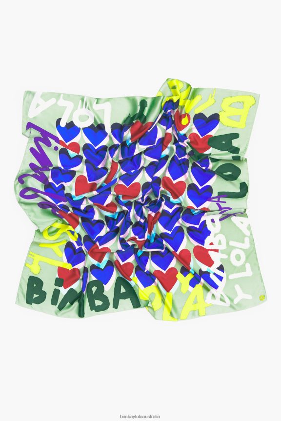 Accessories 4062VZ615 Mint Bimba Y Lola Hearts Graffiti Logo Scarf