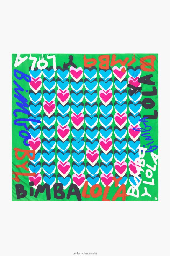 Accessories 4062VZ616 Green Bimba Y Lola Hearts Graffiti Logo Scarf