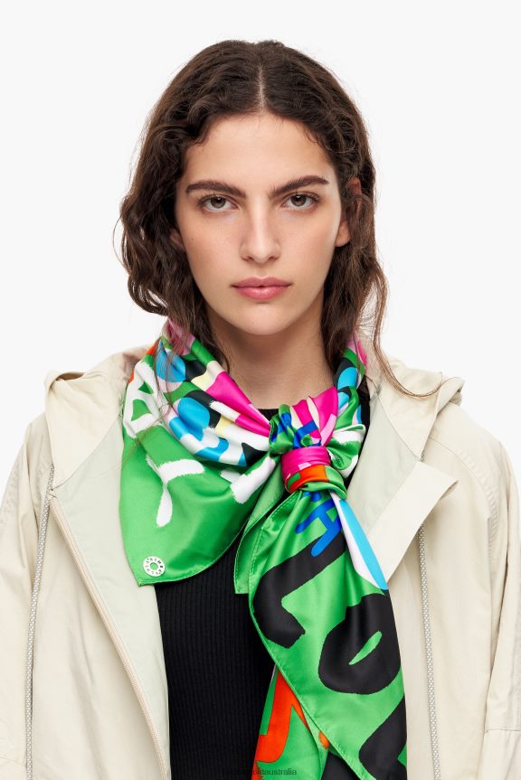 Accessories 4062VZ616 Green Bimba Y Lola Hearts Graffiti Logo Scarf