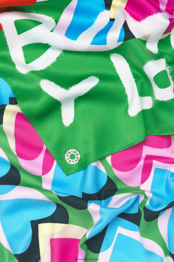 Accessories 4062VZ616 Green Bimba Y Lola Hearts Graffiti Logo Scarf