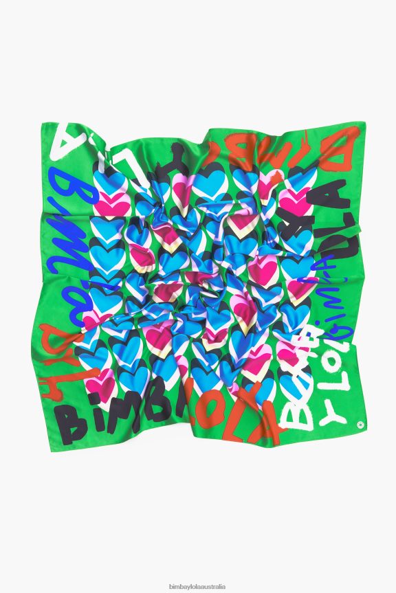 Accessories 4062VZ616 Green Bimba Y Lola Hearts Graffiti Logo Scarf
