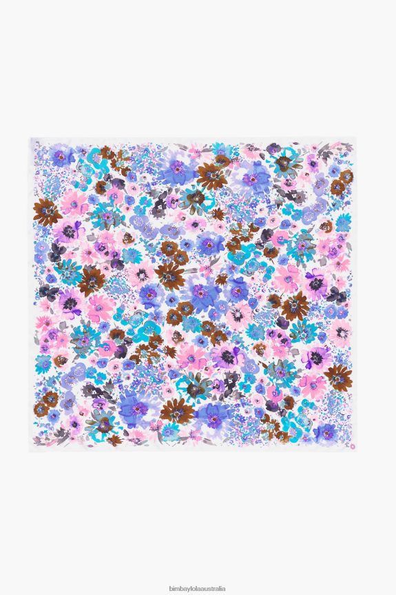 Accessories 4062VZ617 White Bimba Y Lola Watercolor Floral Scarf