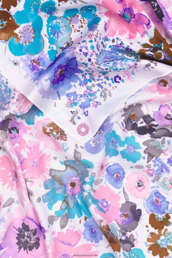 Accessories 4062VZ617 White Bimba Y Lola Watercolor Floral Scarf