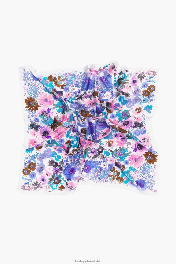 Accessories 4062VZ617 White Bimba Y Lola Watercolor Floral Scarf