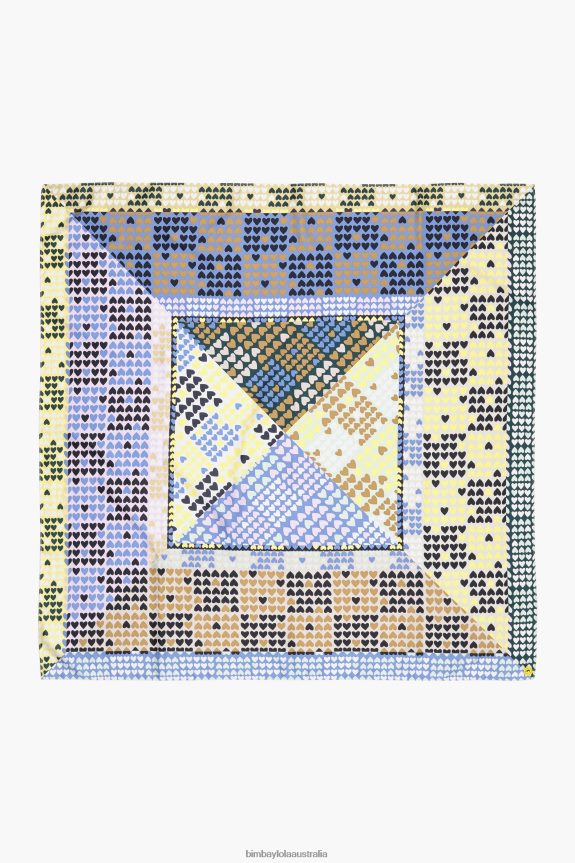 Accessories 4062VZ620 Pale Yellow Bimba Y Lola Geometric Hearts Scarf