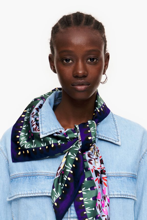 Accessories 4062VZ622 Blue Bimba Y Lola Tulips Scarf